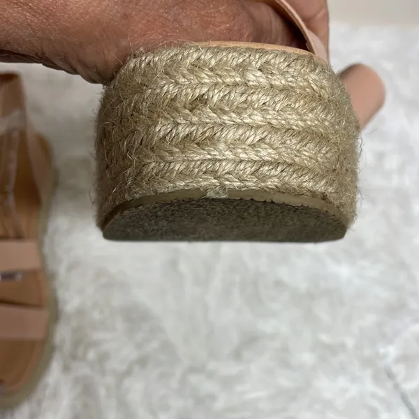 Lulus Wedged Sandals Sz 8.5 Pale Pink with braided Wedge - Image 7