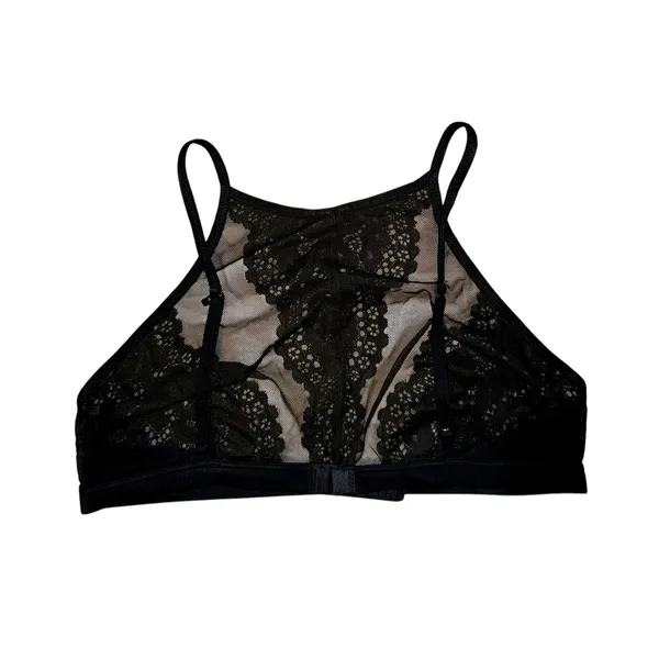 Victoria's Secret Black Lace Halter Bra Size Medium Sexy Romantic Coquette‎ - Image 4