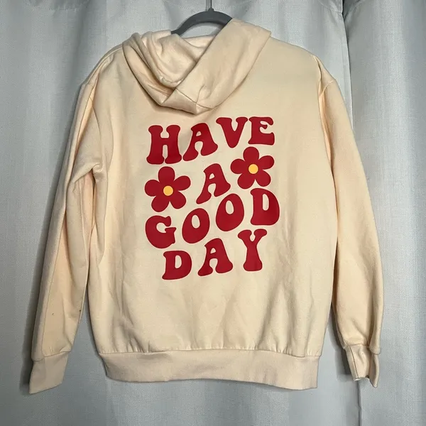 Have A Good Day Graphic Pastel Yellow Hoodie - Image 3