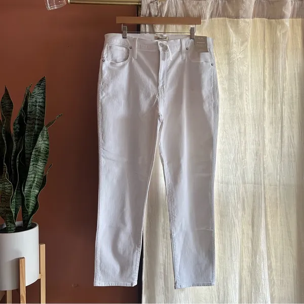 Madewell Stovepipe Jeans Slim Straight Coastal White High‎ Rise NWT Size 33 (16) - Image 3