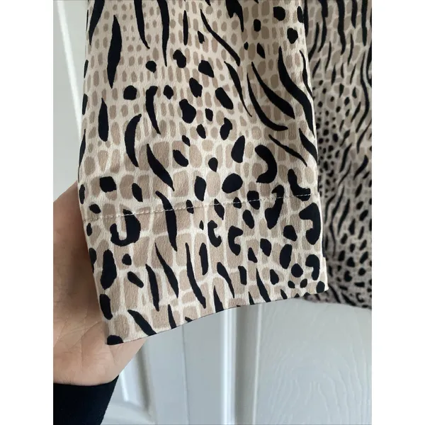 Nordstrom Mixed Animal Print Button Down Shirt Womens Size S Tan Black Leopard - Image 5