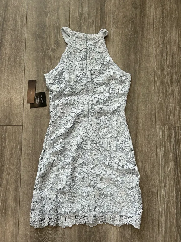 New Lulus Love Poem Light Blue Lace Mini Dress Size Small - Image 10