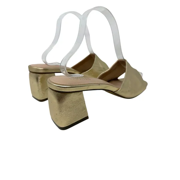 FARYL by Farylrobin Pip Metallic Gold Leather Block Heel Sandals Size 9 - Image 7