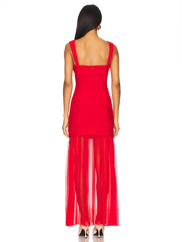 Lovers + Friends Danielle Crepe Voile Formal Gown in Red Size Medium NWT - Image 2