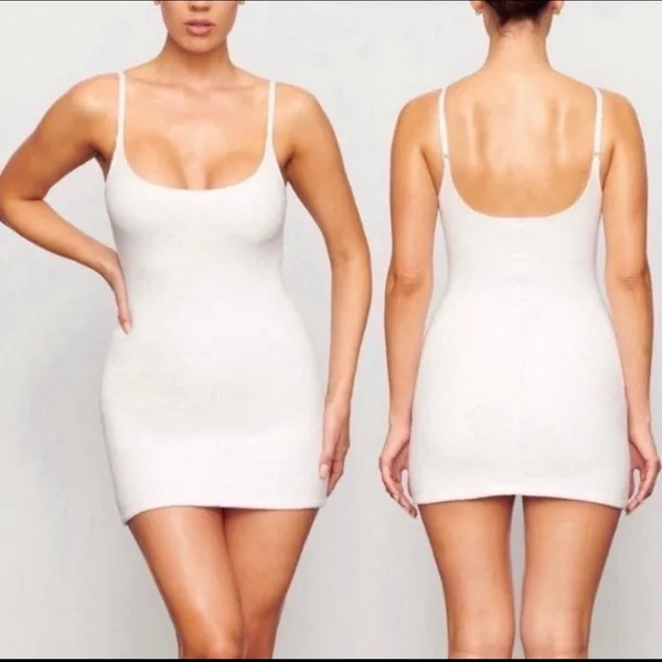 SKIMS Terry Cloth Mini Dress Marble White AC-DRS-0404 Small NWT - Image 2
