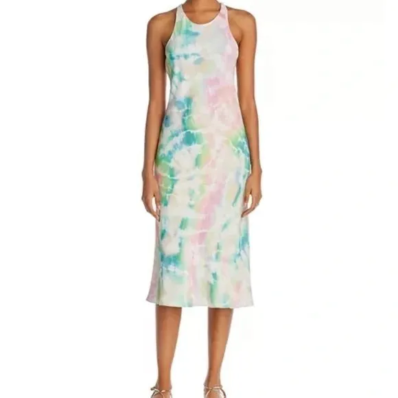 NWT Amanda Uprichard Multicolor Tie‎ Dye High Neck Racerback Midi Dress Small - Image 12