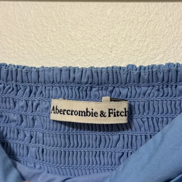 Abercrombie & Fitch Emerson Poplin Mini Dress Size XS P Puff Sleeve Powder Blue - Image 5