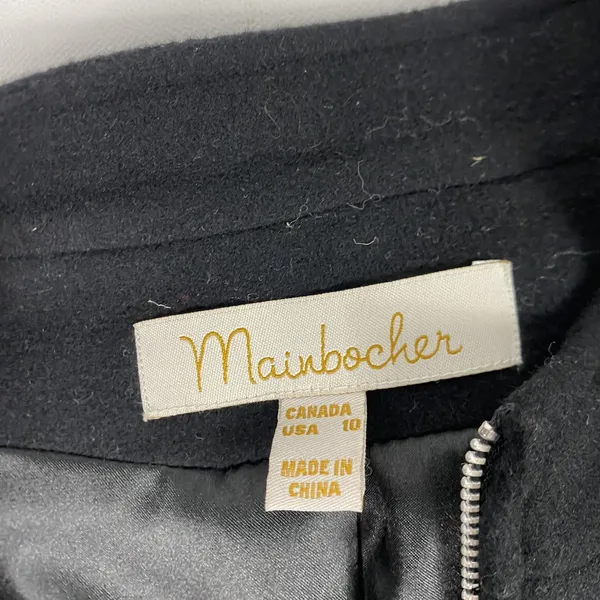 Mainbocher Jacket Womens 10 Black Cashmere Wool Blend Short Zip Front Lined - Image 3