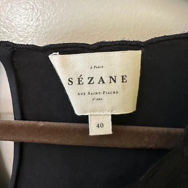 Sézane black Juliette blouse 100% silk US 8 Size M - Image 2