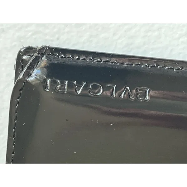 Authentic Bvlgari 7x4 Logomania Monogram Denim Patent Leather Long Wallet Italy - Image 9