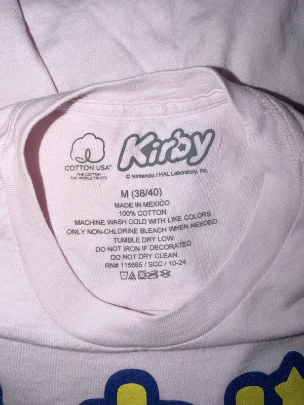 Kirby Anime Japanese Kanji Pink Graphic Short Sleeve T-Shirt Size Medium - Image 4