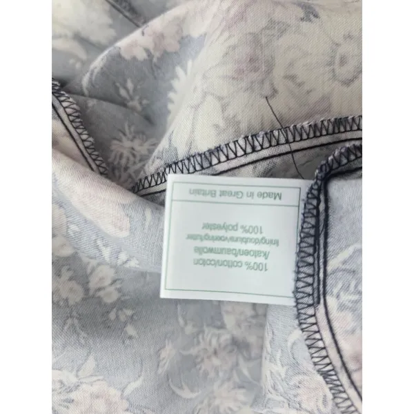 Laura Ashley Dress Womens 10 Floral Puff Sleeve Maxi Navy Pink V-Neck EUC - Image 4