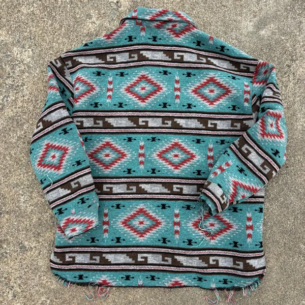 Sweet Generis Tribal Aztec Pattern Button down Jacket Blue - Image 6