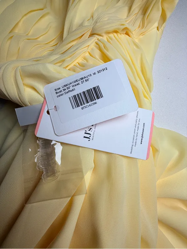 JJ’s House Daffodil Yellow One Shoulder Formal Maxi Dress Size 6 NWT Pleated - Image 6