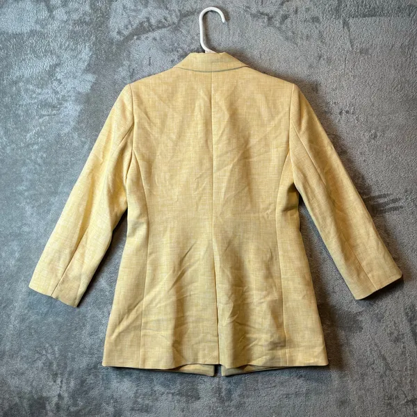 Ann Taylor Crosshatch Long Blazer Size 0 Yellow‎ New Office Work Career - Image 4