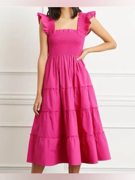 Hill House poppy Nap dress midi Ellie pockets tiered ruffle poplin cotton smock - Image 5