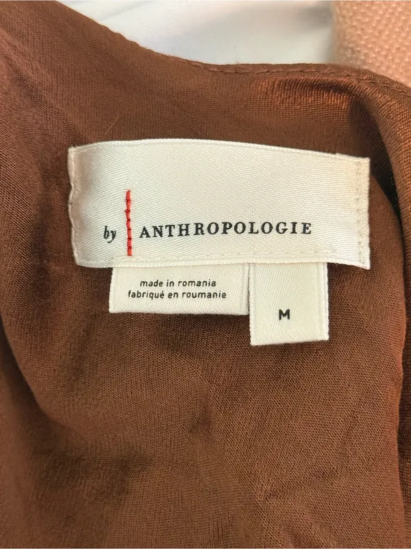 Anthropologie Bronze Satin Long Sleeve Mini Dress - Image 4