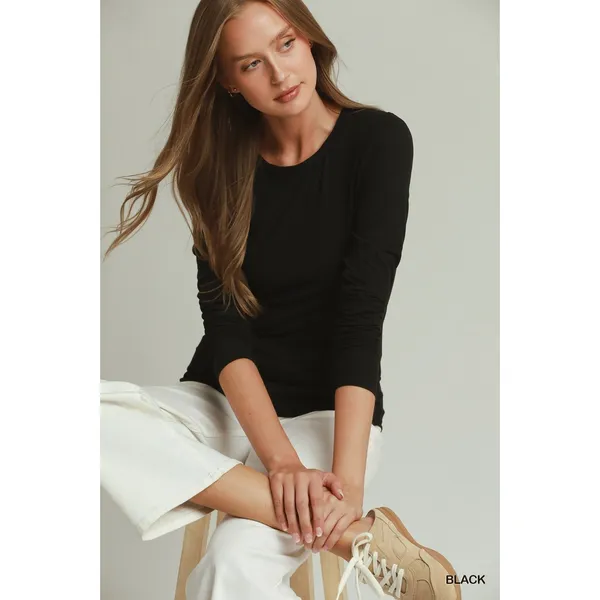 Umgee Crewneck Long Sleeve Top - Black - Large - Image 4