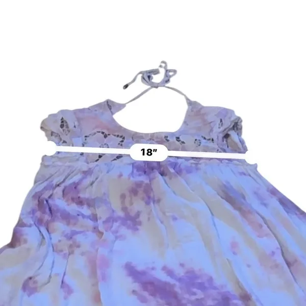 Free People Midi Dress Womens Small Purple Tie Dye Crochet Lace Open Back‎ Boho - Image 10