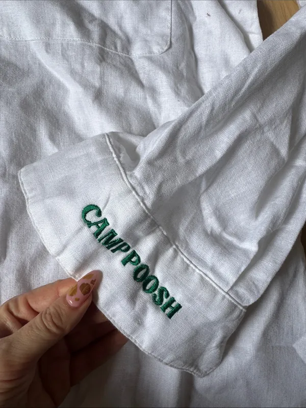 LOFT x Camp Poosh White Linen Button-Down Shirt - Image 2