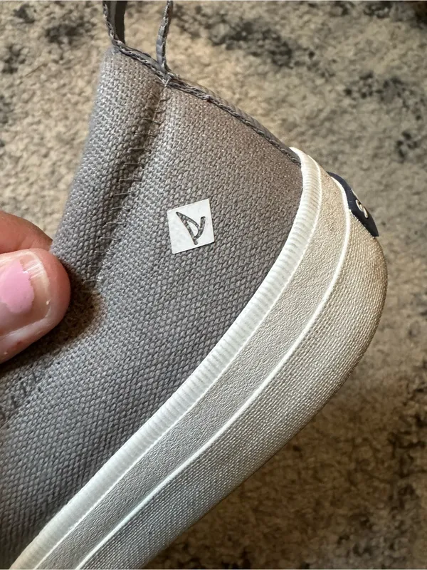 Sperry Women's Gray Canvas Slip-On Style Sneakers with White Trim - Image 7