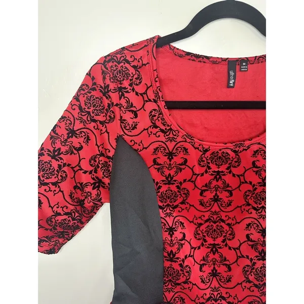 Ultraflirt Red Black Damask Peplum Top Women's Size M‎ Y2K Pinup Whimsigoth - Image 4