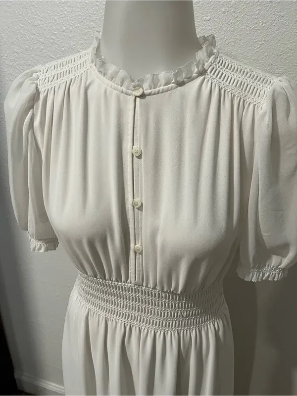 Aritzia Wilfred Daughter Dress Button-Up Puff-Sleeve Midi Dress Size XS - Image 5