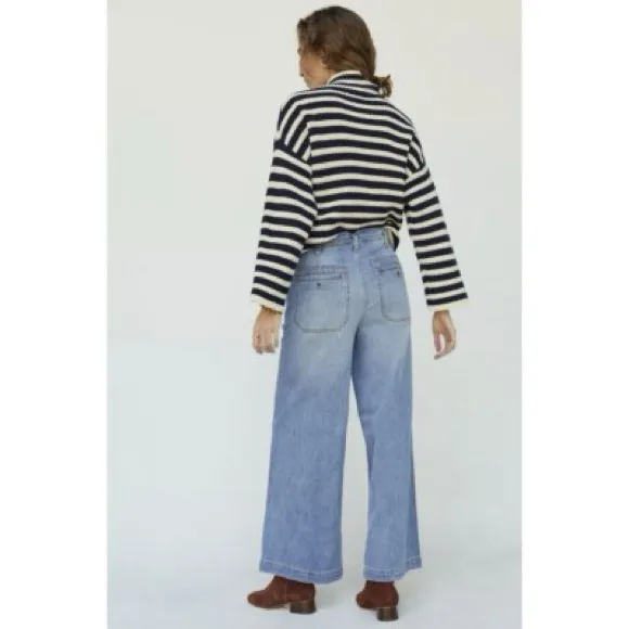 Anthropologie Pilcro High Rise Pleated‎ Wide Leg Trouser Jean Size 32 - Image 2