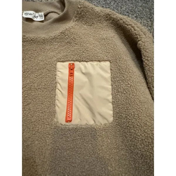 Like Niko Sherpa Crewneck Pullover‎ Brown Orange Women Size S New In - Image 3