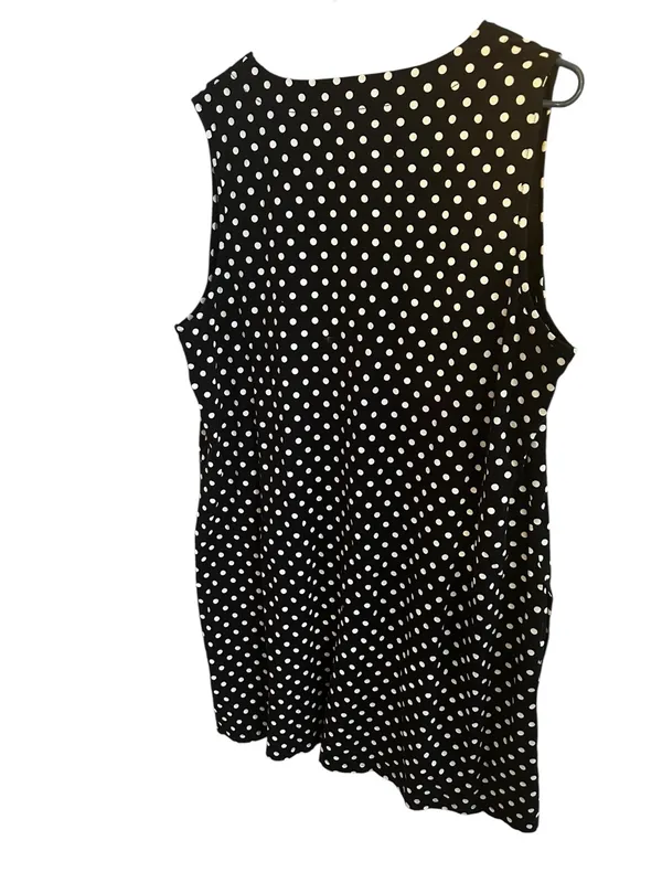 Lands’ End Polka Dot Sleeveless Jersey T-Shirt Dress Swim Cover Up Pockets XL 18 - Image 5