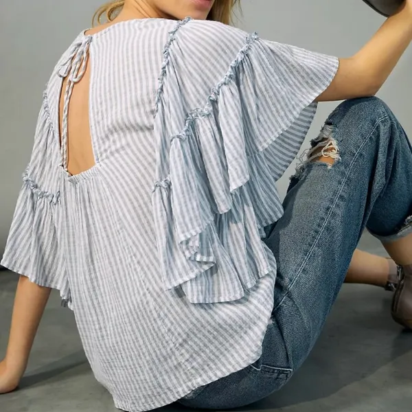 Anthropologie Pilcro Sybil Ruffle-Sleeve Blouse - Image 2