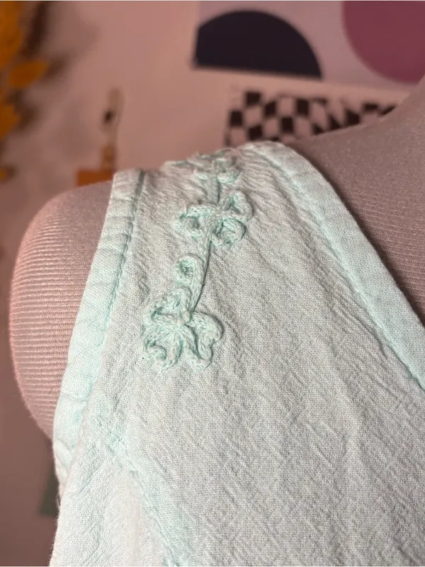 Turquoise Embroidered Button‑Front Dress - Image 3