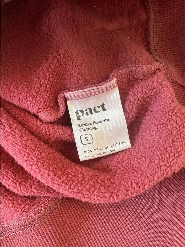 Pact Organic Cotton Fleece Full Zip Hoodie Sweatshirt Mauve Pink Women’s Small - Image 8