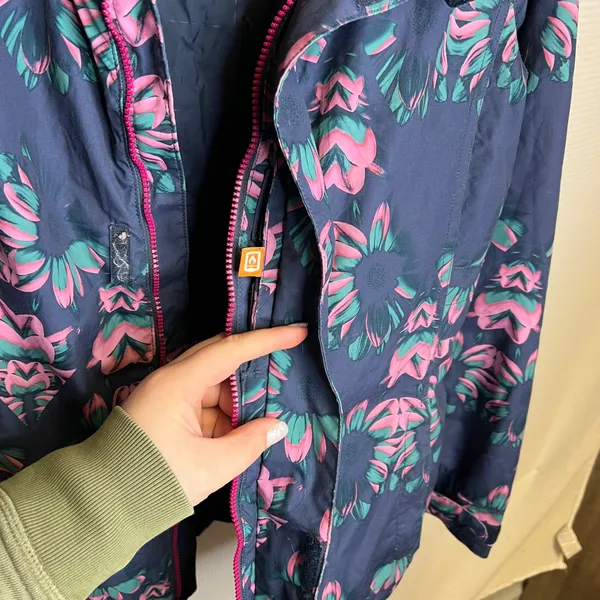 Burton Living Lining Snowboard Jacket Womens Small Navy Blue Pink‎ Floral Hooded - Image 6