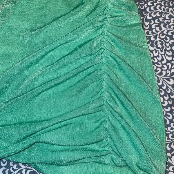 Mint Green Metallic Ruched One Shoulder Ruched Bodycon Cocktail Party Dress - Image 2