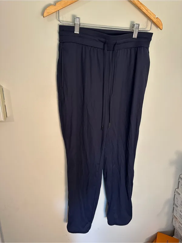 NWOT Halara drawstring curved hem track pants blue small - Image 2