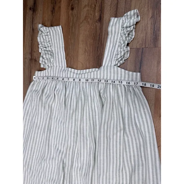 A New Day Linen Blend Striped Ruffle Sleeve Midi Dress‎ Size L - Image 8