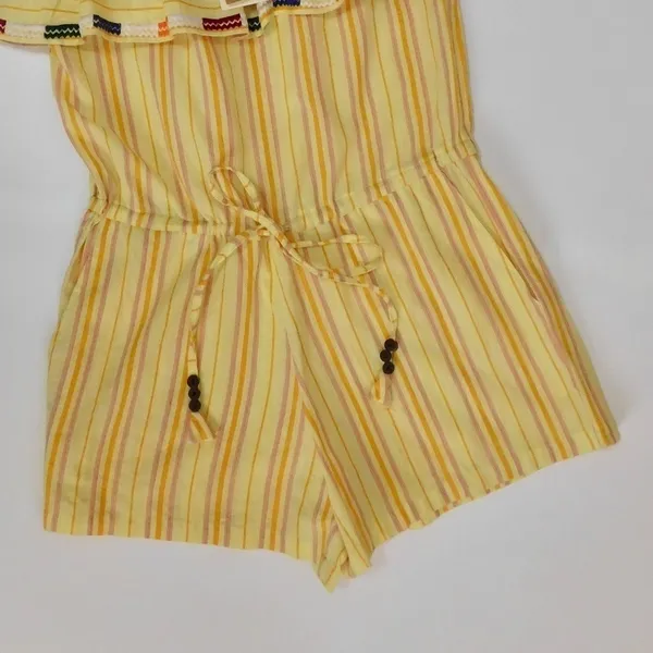 NWT!! KOPAL Rinku Romper Embroidered Ruffle Off‎ Shoulder Vacation Boho Small - Image 5