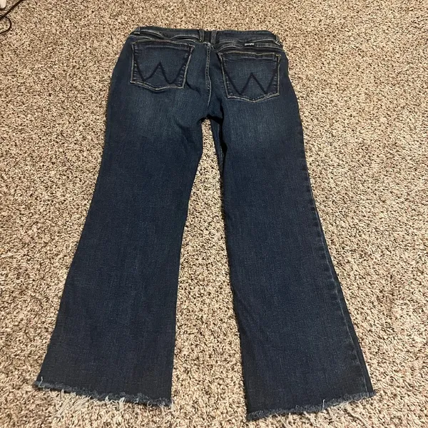 Wrangler Boot Cut Jeans Frayed Hem Dark Wash Denim Junior Size 11/12x32‎ - Image 7