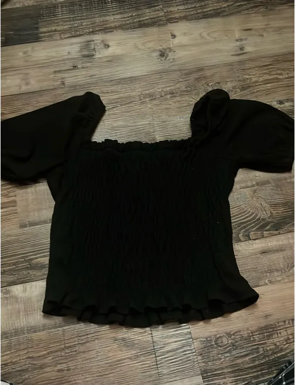 Altar'd State Black Ruffle Crop Top - Image 2