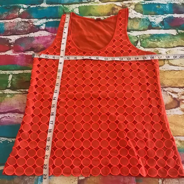 J. Crew Womens Tank Top Size XS Orange Eyelet‎ Dot Sleeveless 76808 - Image 4