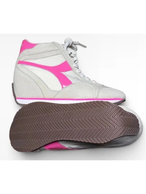 Women's Diadora Wedge Retro Sneakers White and Pink Size 7.5 - Image 5