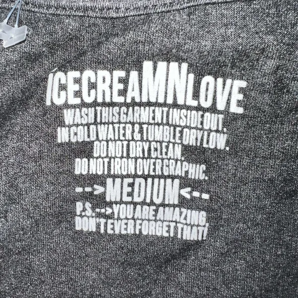 Icecreamnlove brand gray T-shirt with adult ish on front - Image 5