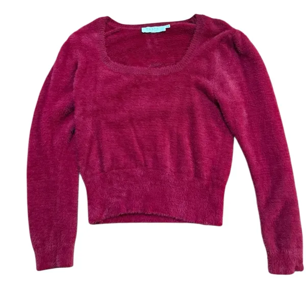 ASTR Wine Red Fuzzy Crop Sweater Women's Sz‎ XL Minimalist Soft Girl Era - Image 8