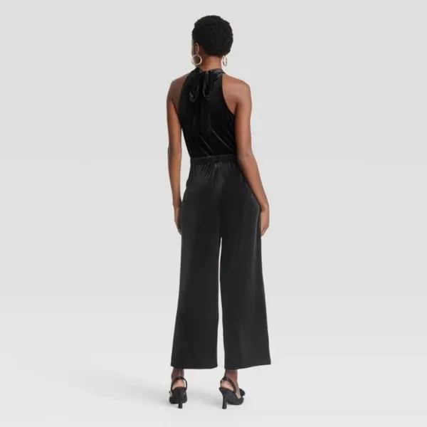 A New Day‎ Women's Halter Black Velvet Sleeveless Jumpsuit - M - Image 3