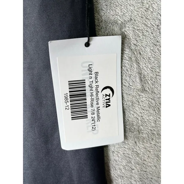 Zyia Active Light n‎ Tight Hi Rise 7/8 Leggings Black Reflective Metallic 12 New - Image 6