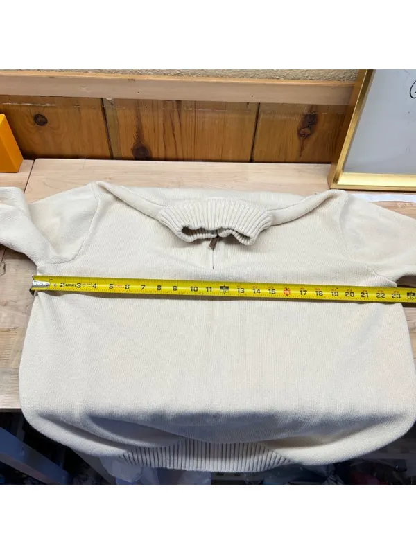 Brandy Melville Aleah Half-Zip Cotton Sweater Cream Size Medium Preppy Casual - Image 10