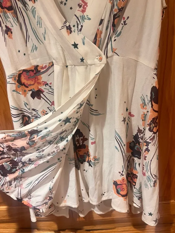 Free People Back To The Basics Floral Tunic Blouse Mini Dress Ivory Size‎ Small - Image 11