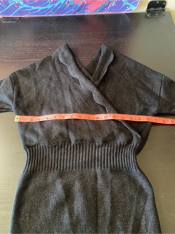 Black Long Sleeve Knit Wrap-Style Dress - Image 3