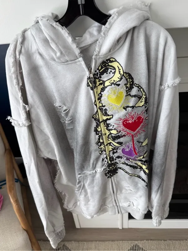 FROM THE TRENCHEZ "WITH PAIN" WHITE Set - Jacket & Sweatpants XL New - Image 2